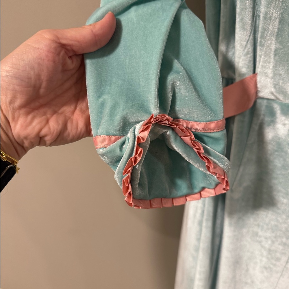 Emmy Design European Boudoir Dressing Robe Teal and Pink Vintage Inspired Sz 2/4 - Picture 3 of 5